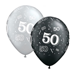 Balony z nadrukiem cyfra 50 lat (pięćdziesiątka) 5 szt